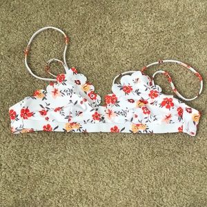 Floral scallop bikini top